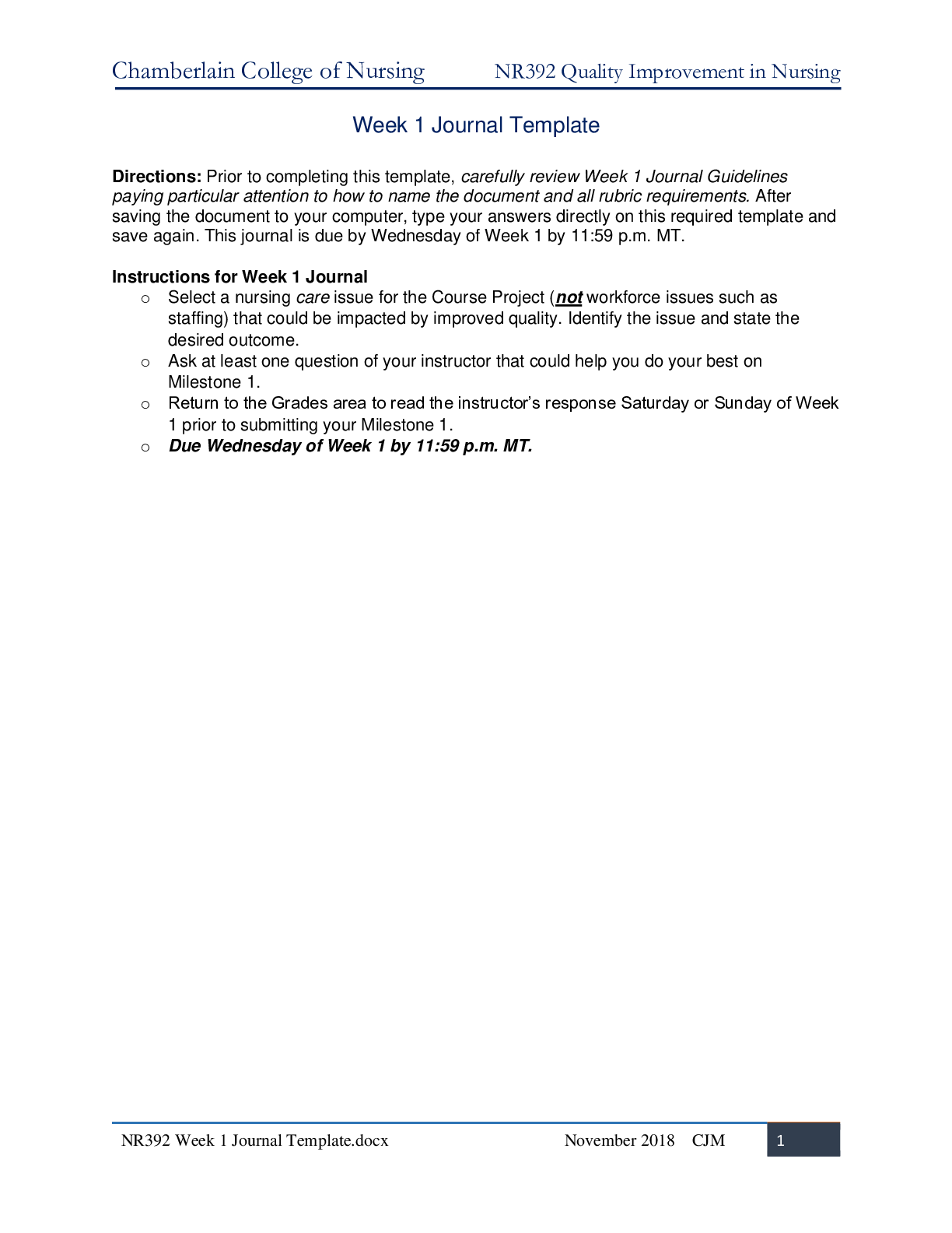 Preview image for NR 392 Week 1 Journal